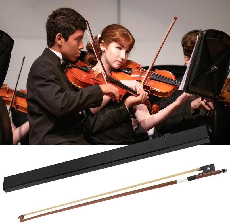 REMAGIC Brazilwood Ebony Frog Violin Bow, Professional 4/4 Full Size Ebony Wood Frog Violin Arbor with Case and Maple Bridge,Well Balance Fiddle Bow with Sheepskin Grip White Horse Hair for Student Adult - Image 2
